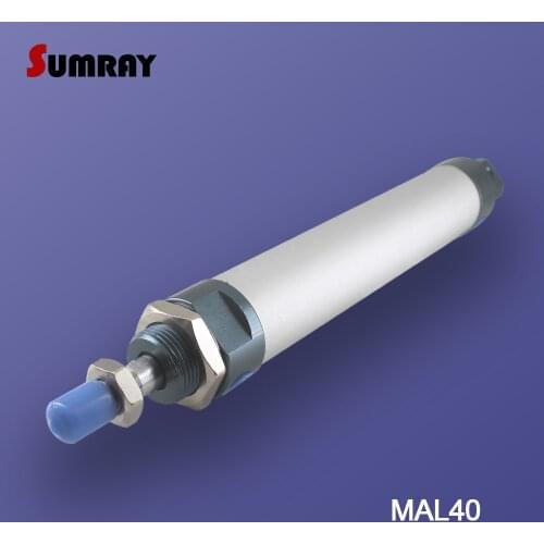 SUMRAY MAL Type Pneumatic Cylinder 40mm Bore 25/50/75/100/125/150/175/200/250/300mm Stroke Double Acting Pneumatic Air Cylinder