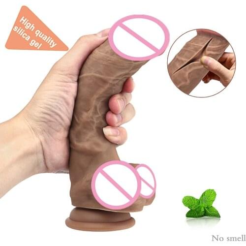Realistic Dildo Soft Dual-Layer Liquid Silicone Material with Sucker Sex Toys for Woman Strapon Female Masturbation