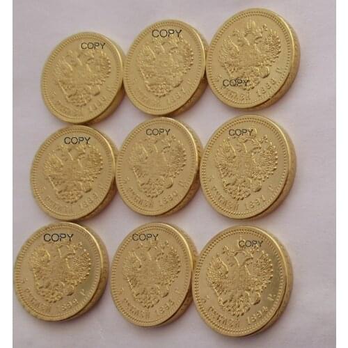 Russian 5 ROUBLES ( 1886-1894 ) 9PCS Real Gold Plated Copy Coins
