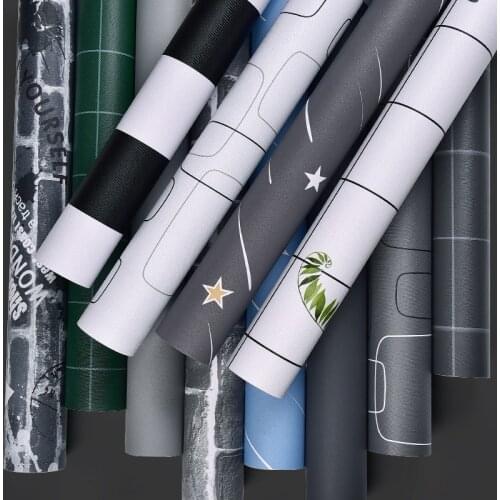 Gray Dormitory Wallpaper Self Adhesive Waterproof And Moisture Proof Bedroom Layout Bedroom Desktop Cabinet Furniture Stickers