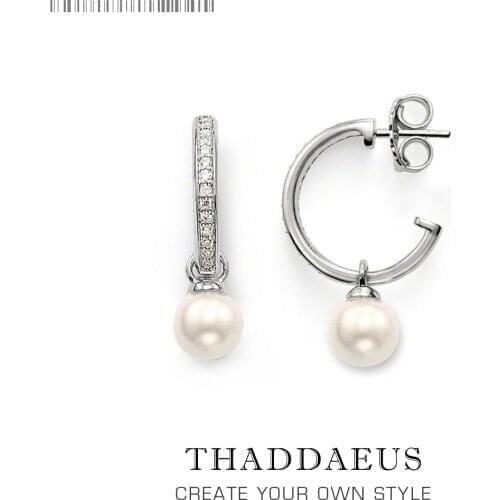 Creole Hinged Hoop Pearl Earrings,Europe Style Glam Trendy Fashion Good Jewerly For Women,2018 Gift In 925 Sterling Silver