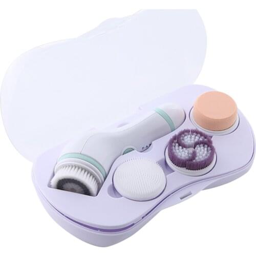 5 in 1 Facial Cleansing Brush, Electric Facial & Body Cleansing Brush Kit, Face Spin Brush Waterproof with 4 Professional Spin