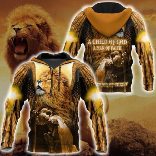 Christian Jesus Lion Catholic 3D Print Hoodie Man Women Harajuku Outwear Zipper Pullover Sweatshirt Casual Unisex Jacket Style-3