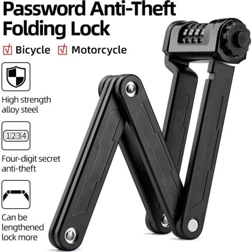 ROCKBROS Bicycle Lock Electric Bicycle Motorcycle MTB Road Bike Lock Fixed Folding Password Lock Anti-theft Bicycle Accessories