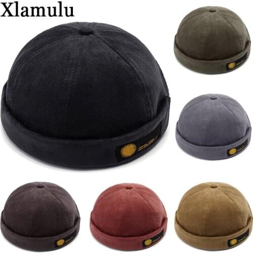 Retro Corduroy Original Docker Sailor Biker Cap Brand Brimless Skullcap Men And Trend Hip-hop Hat Autumn And Keep Warm Hat
