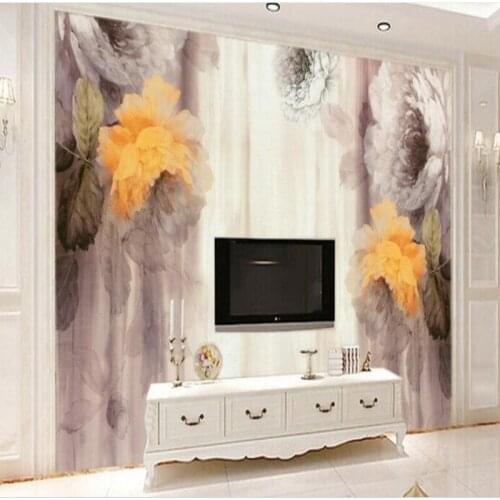 Wellyu Custom large - scale murals European - style retro painting peony flowers background wall paintings wallpaper