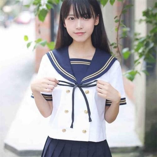 Girls Japanese Sailor Uniform Students JK Uniform College Navy Sailer Clothes Student Graduation Performance Costumes D-0188