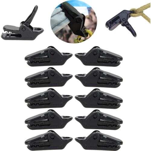 10Pcs/Set Tent Awning Canopy Clip Outdoor Wind Rope Clamps Awning Wind Rope Clips Camping Tent Accessories Survival Tighten Tool