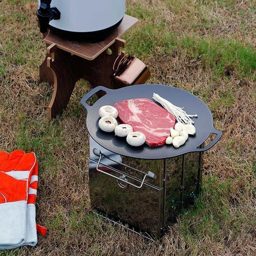 Iron Wok Frying Open Flame Induction Cooking Round Grill Baking Tray BBQ Grill Heat Resistant Grilling Cookers For Camping