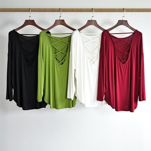 Plus Size Dance Clothes Women Loose Long-Sleeved Latin Tops Modal Modern Classical Jazz Samba Latin Practice Wear Backless L4873