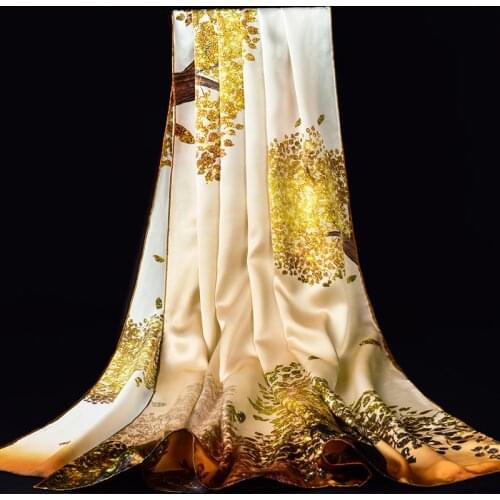 Ladies 100% Hangzhou Pure Silk Scarf Brand 2020 Printed Shawls and Wraps for Women Neckerchief Real Silk Scarves Foulard Femme