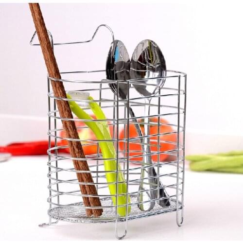 1PC Household Stainless Steel Chopsticks Tube Hanging Chopsticks Cage Tube Kitchen Shelf Tableware Cage chopstick holder OK 0203