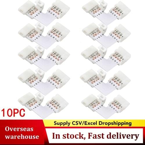 10mm 4 Pin L shape led rgb connector For connecting corner right angle 10mm 5050 2835/3528 RGB LED Strip Light