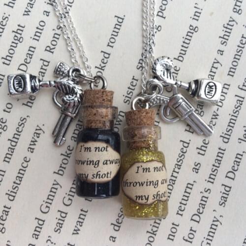 12pcs/lot Musical inspired I'm Not Throwing Away My Shot Bottle Necklace Pendant Decoration