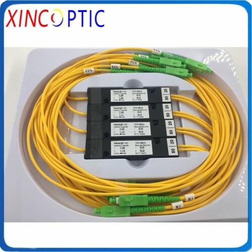 20/80,Gpon FTTH 1X2 FBT Fiber Coupler,SM,Dual Window,1310/1490,2.0mm,1M,90*20*10,SC/APC 1*2 Double Window Fiber Optic Splitter