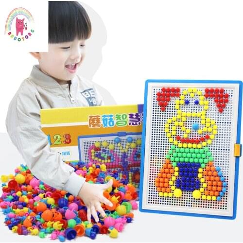 350pcs creative jigsaw toy composite DIY intelligence education mushroom nail jigsaw jigsaw plastic jigsaw set children toy gift