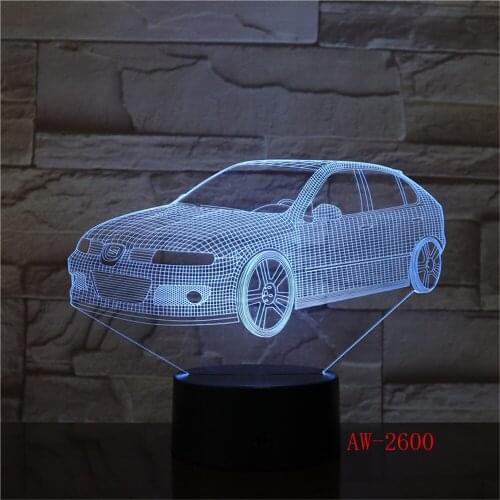 7 Colors Changing Creative Gifts Beetle Car Modelling 3D Led Table Lamp Usb Touch Button Vehicle Night Lights Kids AW-2600