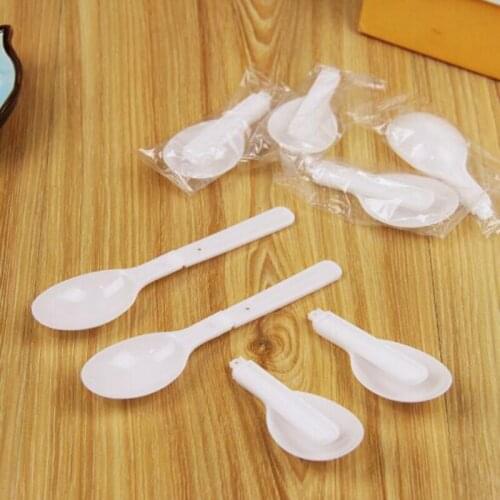 5000pcs Disposable Plastic White Scoop Folding Spoon Ice Cream Pudding Scoop With Individual Package