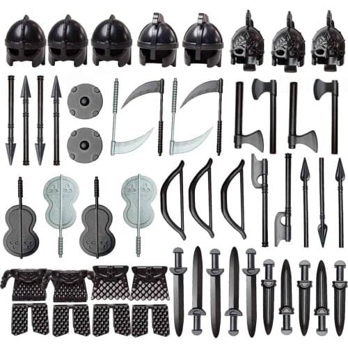 51Pcs Custom Medieval Ancient Rome Egypt Building Block Figure Military Weapon Helmet Armor Kit