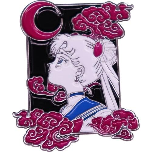 Anime Lovers Fans Accessories Sailor Girl Tsukino Usagi Cute Cartoon Enamel Metal Bag Clothes Coats Lapel Badge Brooch Pin