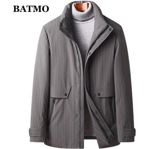BATMO 2020 new arrival 90% white duck down jackets men,striped thicked warm parkas coat ,plus-size M-4XL 8073