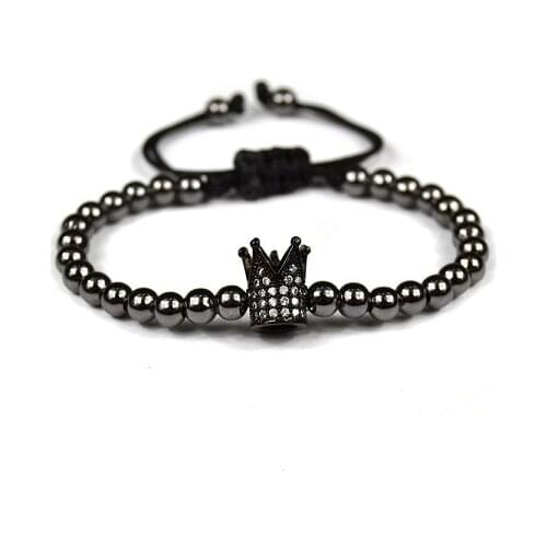 Anil Arjandas Beaded Bracelets Braided Macrame Bracelet Male Crown Pulseras Mujer Moda 2018 Men Jewelry DIY Zirconia Pulsera