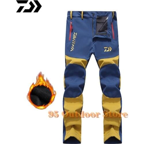Daiwa Men Hot Season Hiking Trekking Fishing Camping Climb Run Trousers Plus Velvet Waterproof Keep Warm Outdoor Fishing Pants