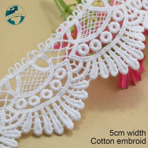 3yards 5cm white lace Cotton embroid lace sewing ribbon guipure trims or fabric warp knitting DIY Garment Accessories#3657