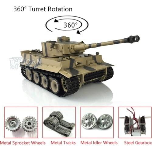Henglong 1/16 TK7.0 Upgraded Metal German Tiger I RTR RC Tank 3818 W/ 360° Turret TH17241