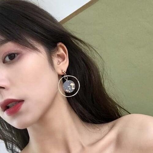 Korean Version Fashion Acrylic Round Earrings Fine Drop Earrings For Women 2021 Contracted Sweet And Romantic Jewelry Gift