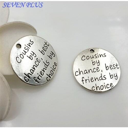 M0177 High Quality 10 Pieces/Lot Diameter 25mm Antique Silver plated Letter Embossed Round Disc Best Friend Charms Pendants