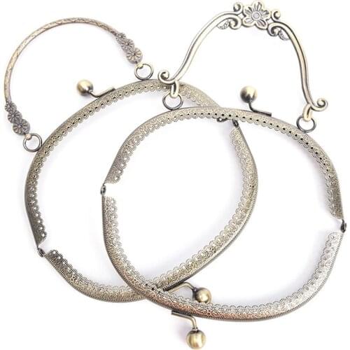 Metal Frame Kiss Clasp Lock Purse Frame Antique Brass Handbag Handle 1X 16.5cm