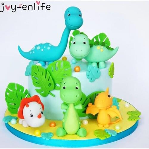 Cartoon Baby Dinosaur cake Toppers Dino Theme Jungle Safari Birthday Party Animal Cake Decor Happy Birthday Party Decor Kids boy