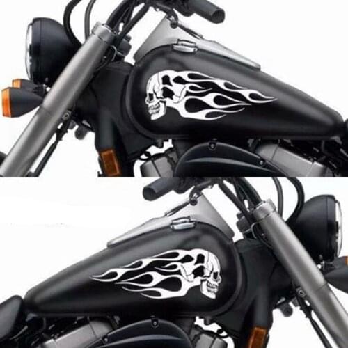 2pcs Motorcycle General Fuel Tank Flame Sticker Flame Totem Modification Skull Sticker Personality Flower Sticker