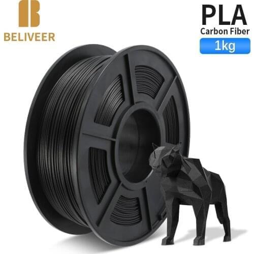 PLA Carbon Fiber Filament For 3D Printer 1.75mm 1KG With Spool Non-Toxic For All 3D Printer&3D Pen Tolerance +/-0.02MM BELIVEER