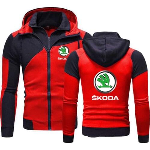 Skoda Logo New Jacket Mens Sweatshirt Hoody Fleece Cotton Zipper Hoodies Harajuku Male stitching Design Hooded pullover Clothing