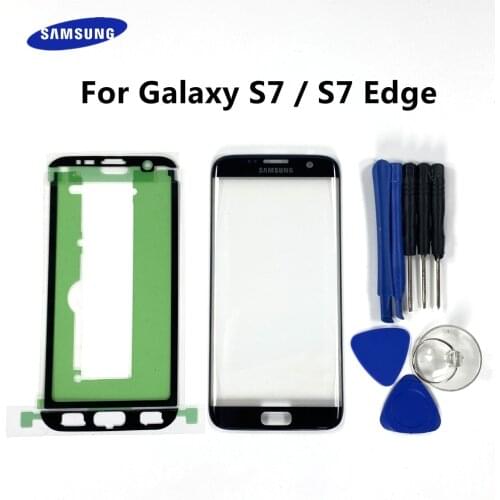 S6 S7 Front Outer Glass Lens Panel replacement for Samsung Galaxy S7 G930 G930F S6 G920 G920F LCD touch screen + Sticker + Tools