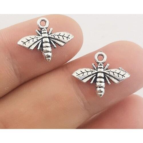 20pcs Charms Little bee 13*15mm Tibetan Silver Plated Pendants Antique Jewelry Making DIY Handmade Craft