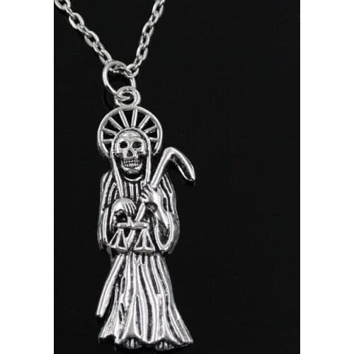 Simple Classic Fashion Grim Reaper Death Antique Silver Color Pendant Girl Short Long Chain Necklaces Jewelry For Women