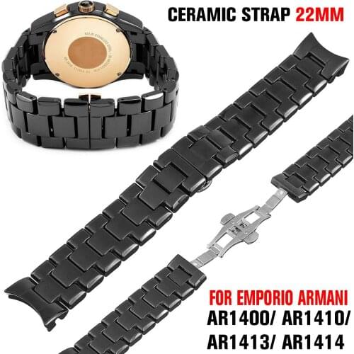 TOP Quality 22mm Ceramic Stainless Steel Watch Band Strap Band Bracelet for For EMPORIO for ARMANI AR1400 AR1410 AR1413 AR1414