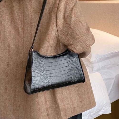 Women Crocodile Bag Luxury Designer Shoulder Bags Ladies pu Leather Stone Pouch Purse Retro Baguette Bags Shoulder