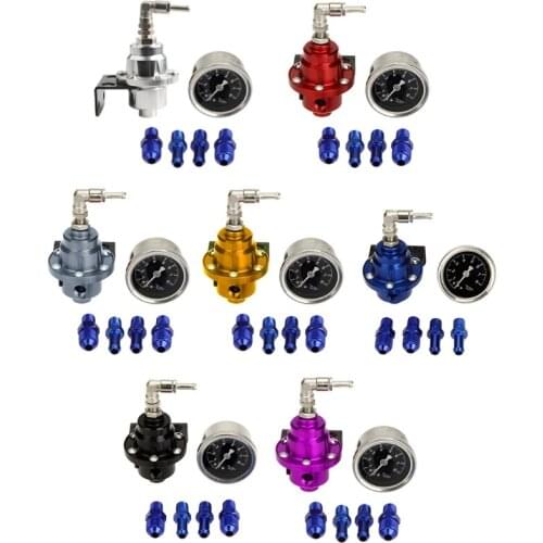 Universal Adjustable Aluminum Fuel Pressure Regulator With Gauge Kit 7 color
