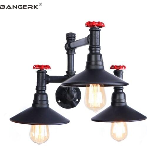 Vintage LED Wall Lamp Bedside Retro Iron Water Pipe Wall Lights Switch Loft Decor Edison Lights Wall Sconce Home Lighting