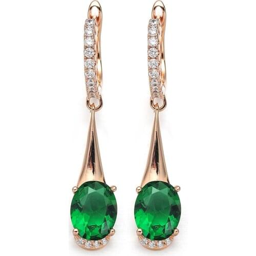 Hanreshe Natural Zircon Drop Earrings Romantic Vintage Jewelry Party Beautiful Copper Round Green White Earrings Women Gift