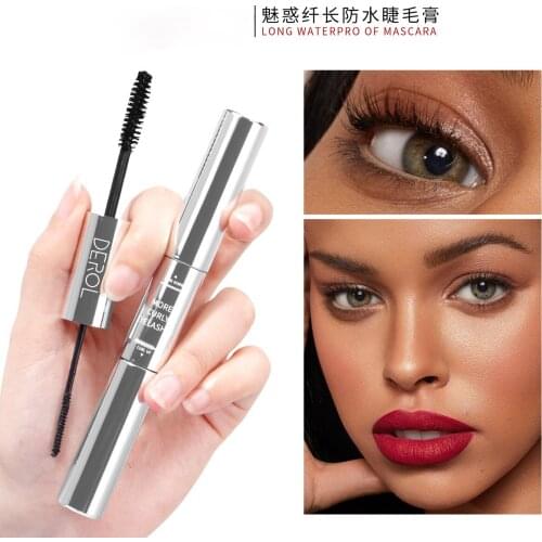 Waterproof thin-headed eyelashes are long, thick, curling and quick-drying, and it is not easy to smudge double-headed mascara
