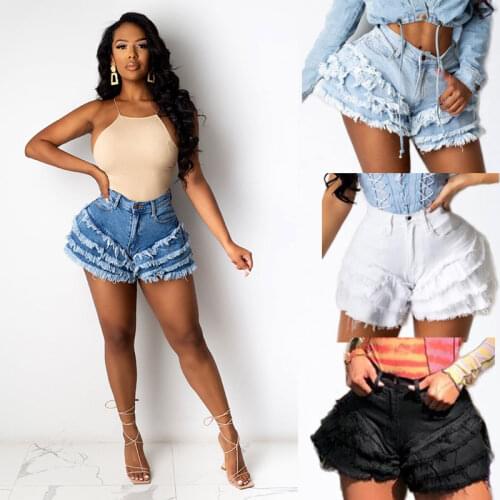 2021 new Summer Fashion Womens Denim Shorts Large Size Sexy High Waist Jean Shorts Streetwear Blue Slim Female Clothing