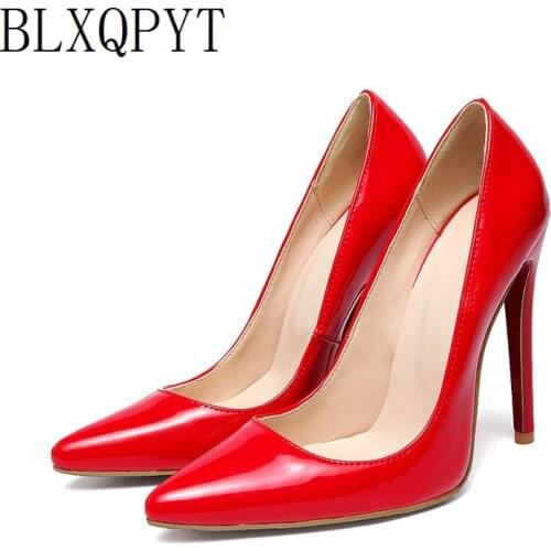 BLXQPYT Super Size 34-52 Patent Leather Pumps Fashion Office Women Sexy High Heels(12cm) Womens Wedding Shoes woman Party 115