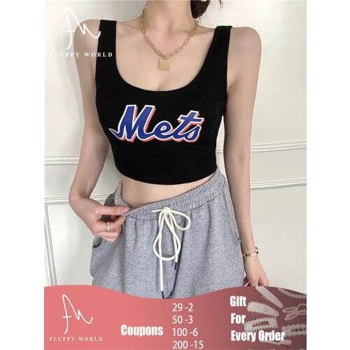 Y2k Streetwear Women Chic Sleeveless Letter Printing Tank Tops Summer New Ladies Vintage Harajuku Skinny Crop Tops Camisole