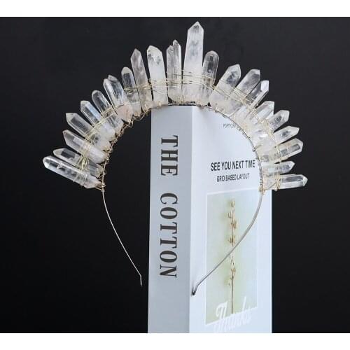 1pc Natural Clear Quartz Raw Crystal wand Hoop Hair Clip For Women Small Hoop Birthday Jewelry Gift