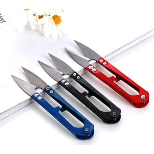 1Pcs Plastic Handle Safety Cover Sewing Scissors Embroidery Cross stitch Cutter U Shape Scissor DIY hand tools Accessories